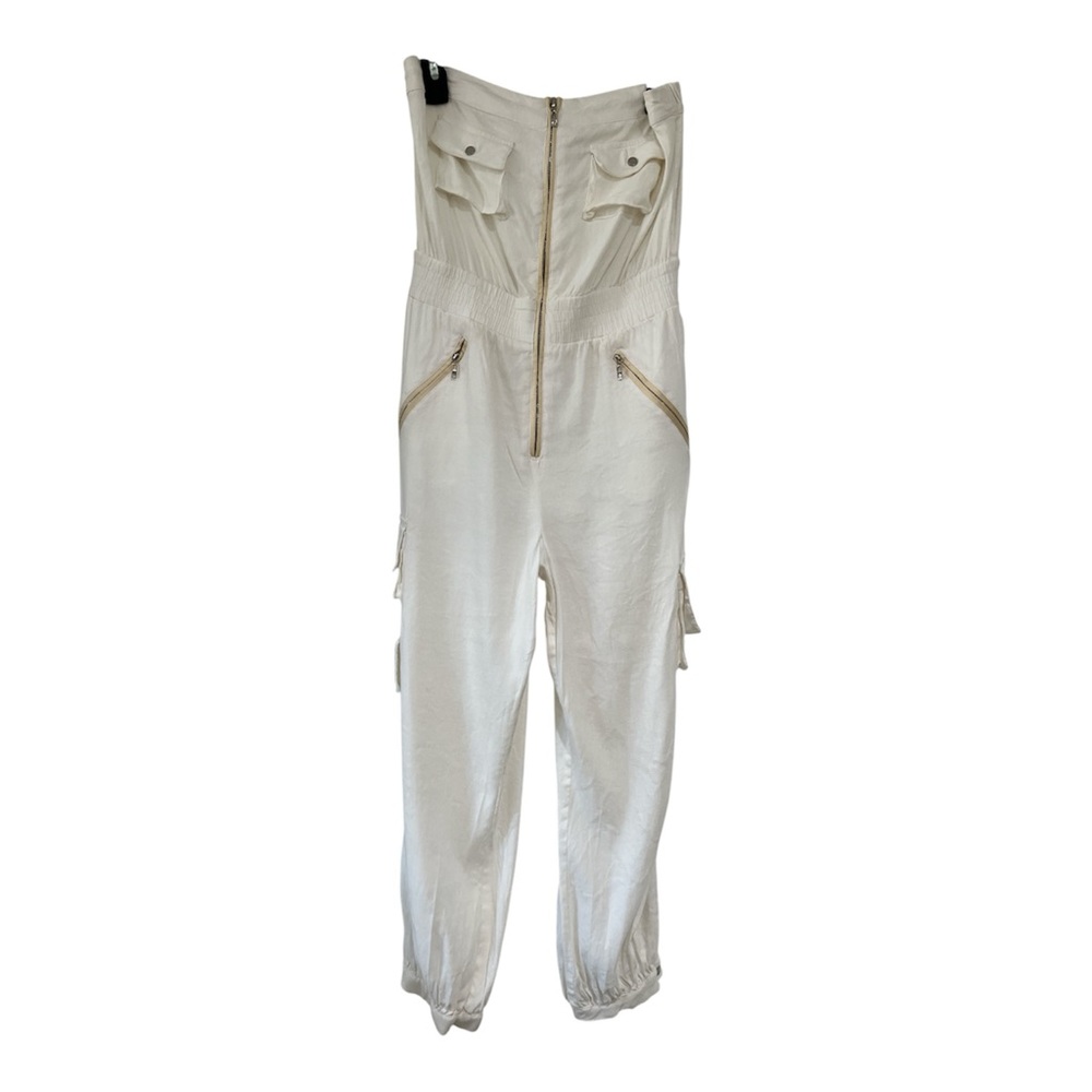 bebe Elegant Cream Jumpsuit with Gold Accents